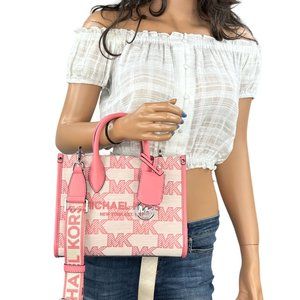 Michael Kors Mirella Small Shopper Tote Shoulder Crossbody Bag MK Tea Rose